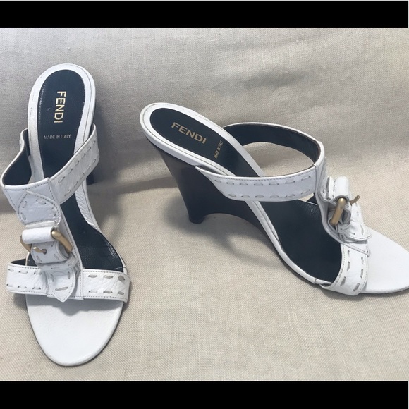FENDI Double Wedge Strap Sandals! Size 8 - Picture 8 of 8